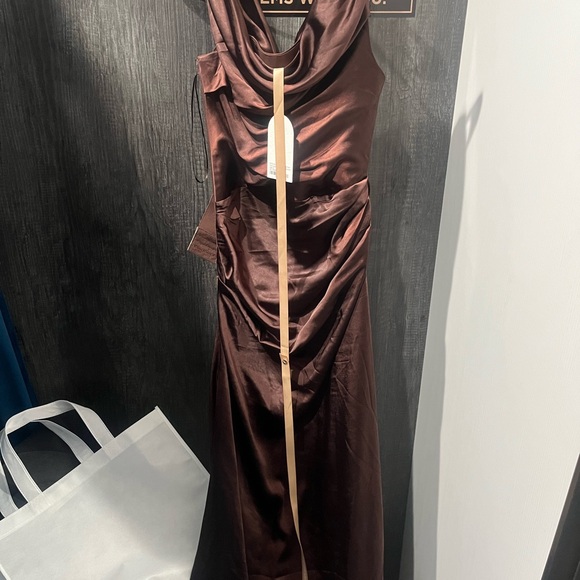 Meshki One Shoulder Chocolate Dress - Picture 4 of 4